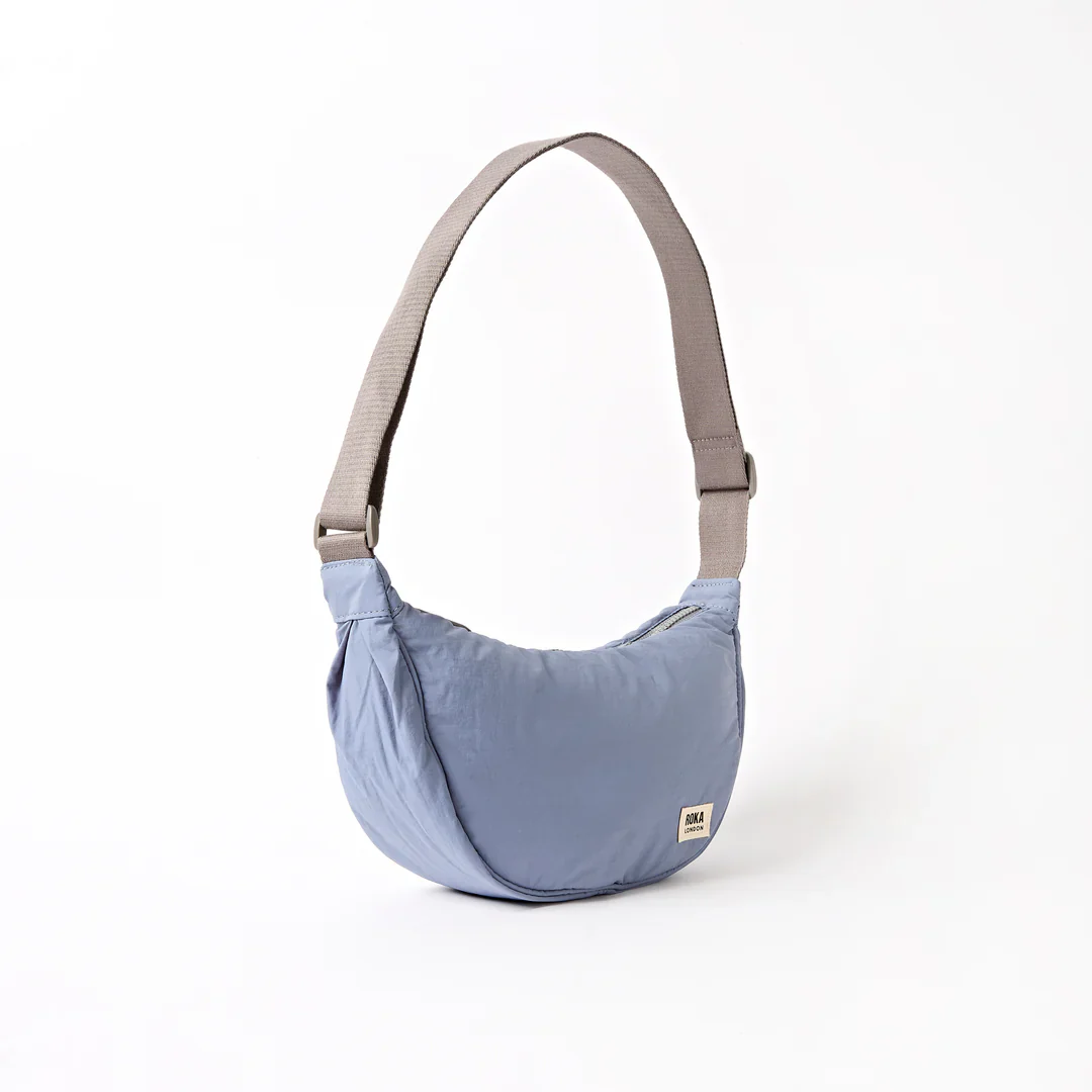 Farringdon Half Moon Bag in Retro Blue Taslon - Image 2