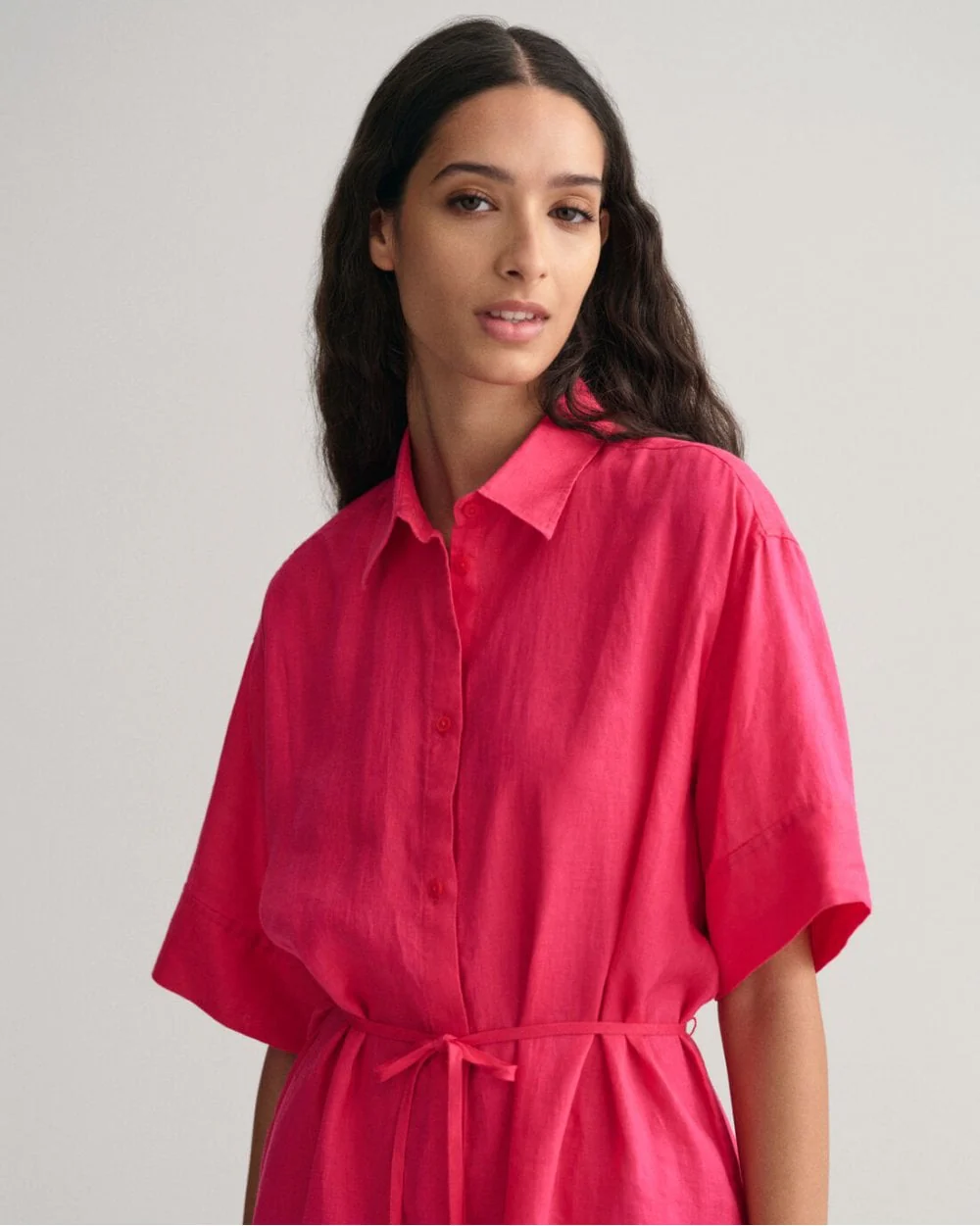 Linen Short Sleeve Shirt Dress - Image 11