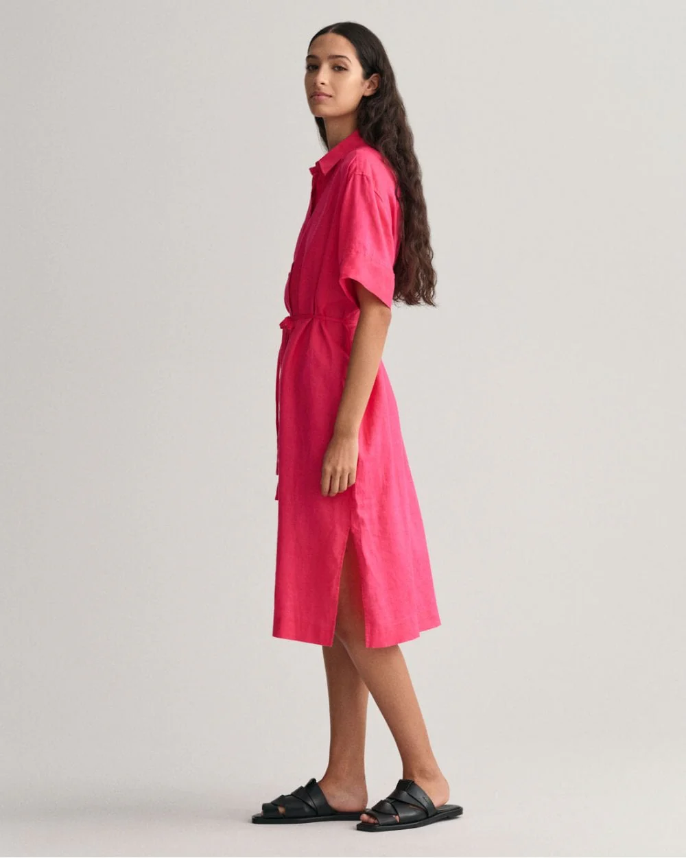 Linen Short Sleeve Shirt Dress - Image 13