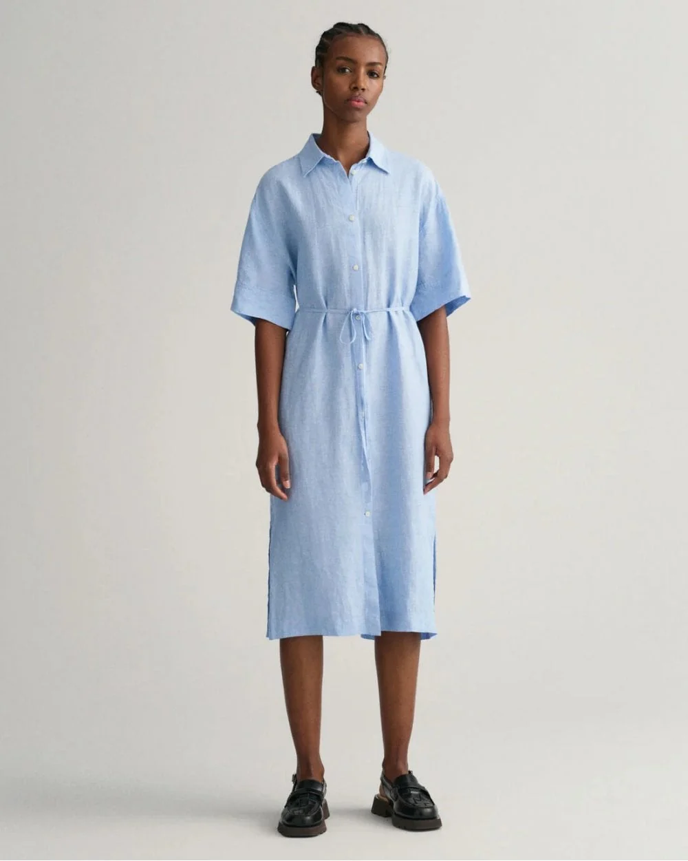 Linen Short Sleeve Shirt Dress - Image 14