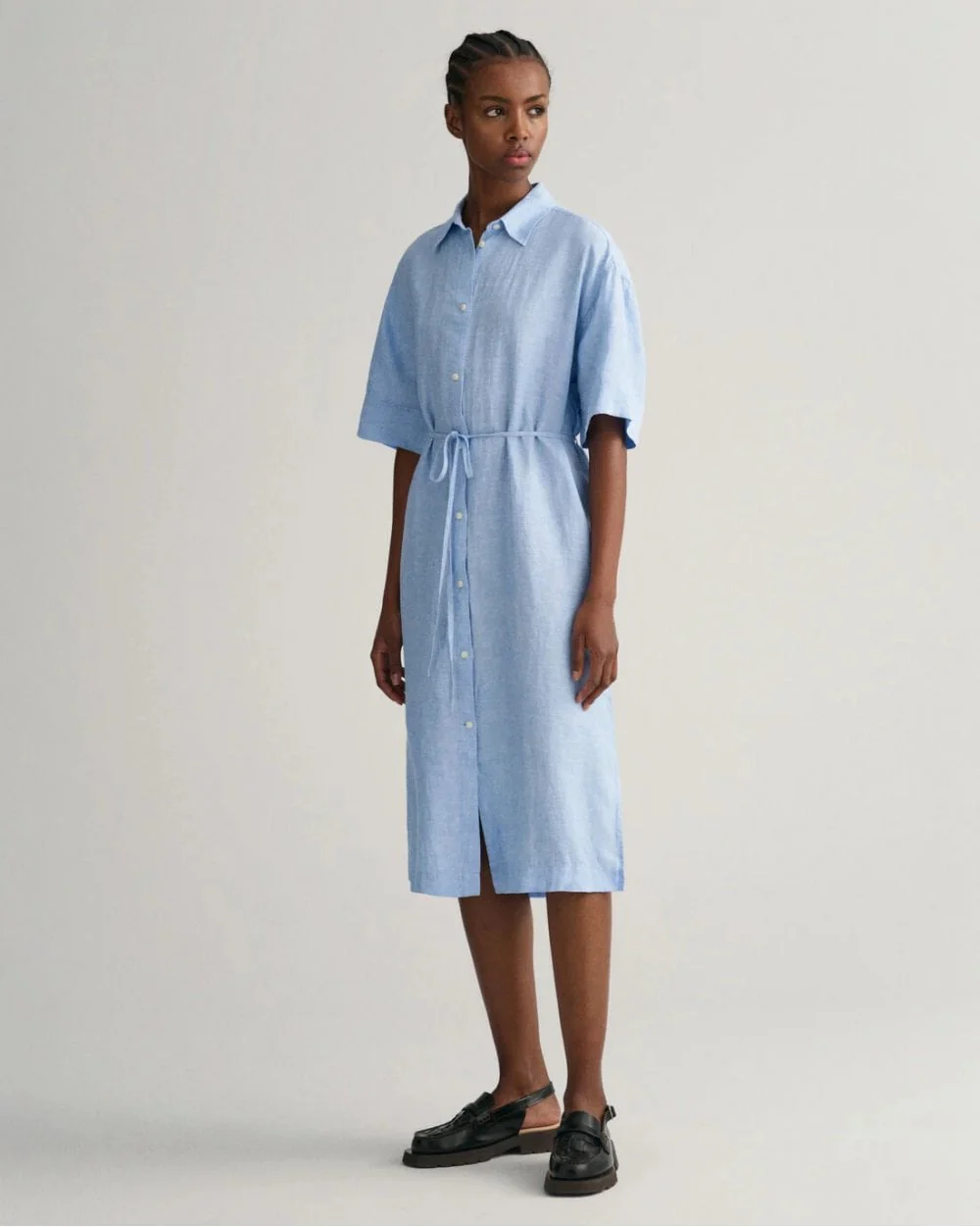 Linen Short Sleeve Shirt Dress - Image 17