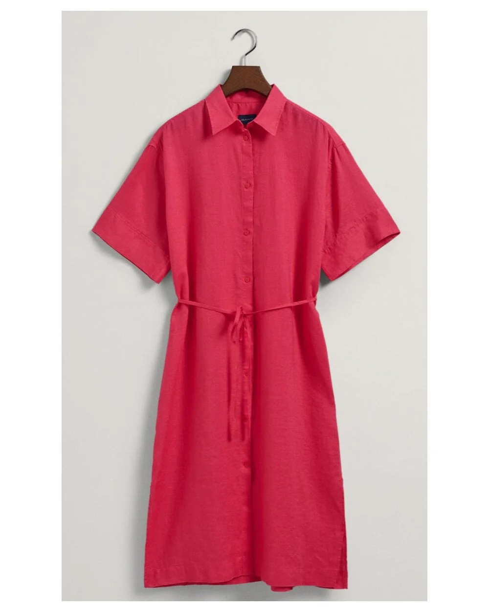 Linen Short Sleeve Shirt Dress - Image 19