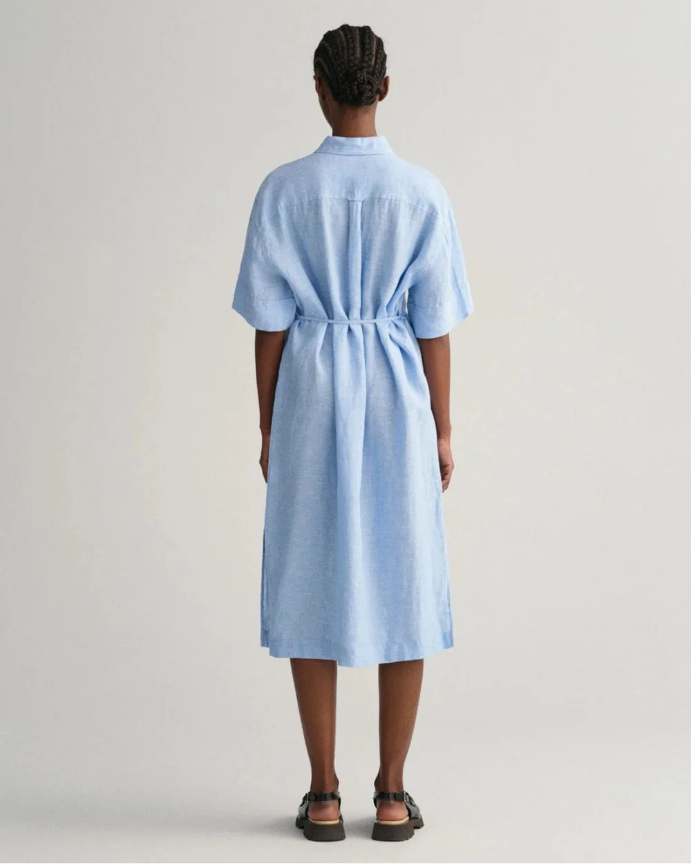 Linen Short Sleeve Shirt Dress - Image 5