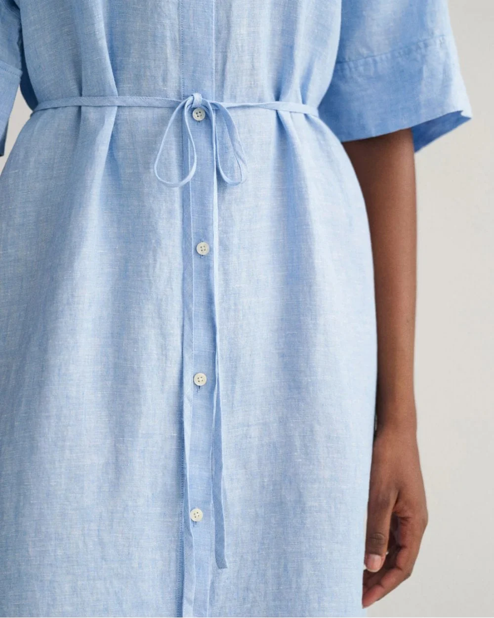 Linen Short Sleeve Shirt Dress - Image 7