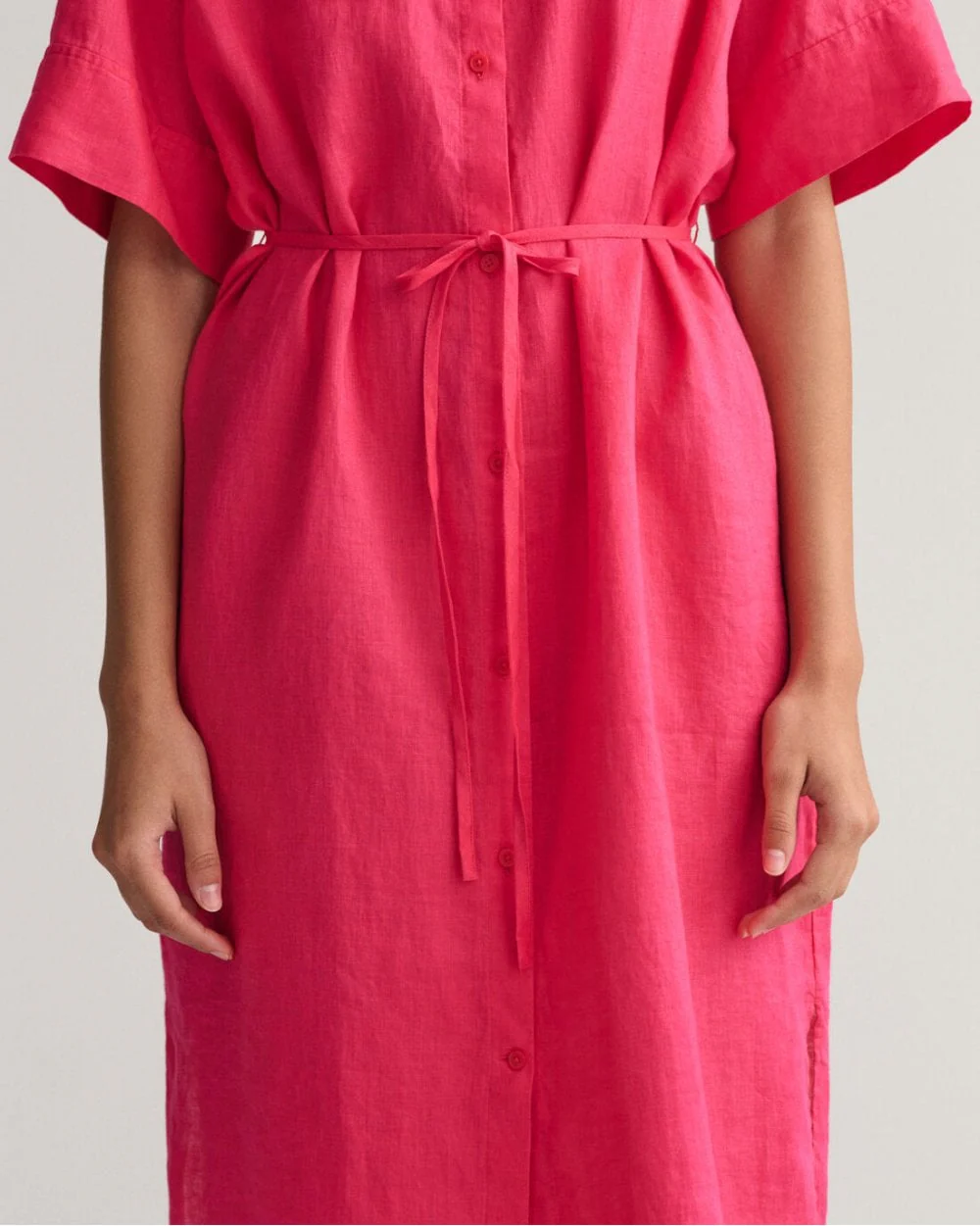 Linen Short Sleeve Shirt Dress - Image 9