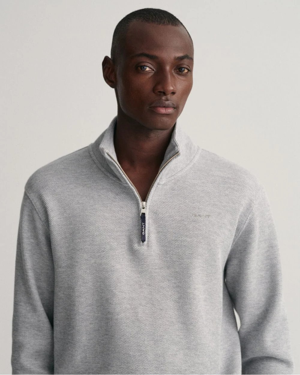 Waffle Texture Half-Zip Sweater