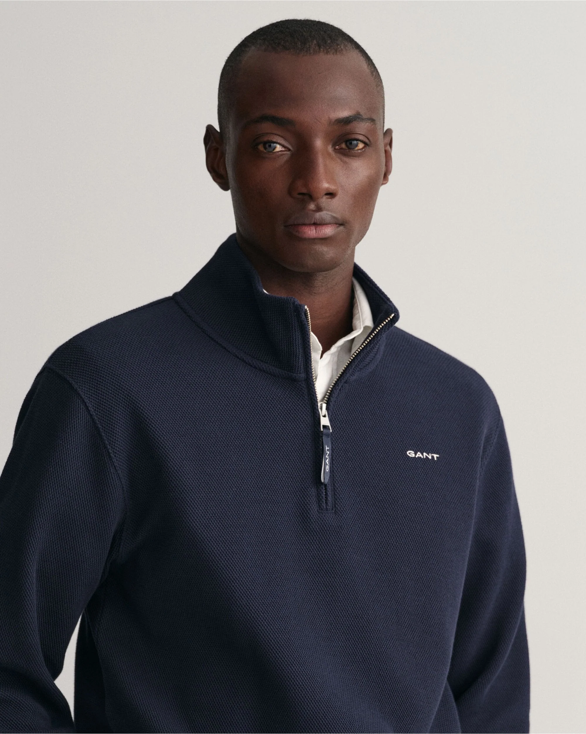 Waffle Texture Half-Zip Sweater - Image 6