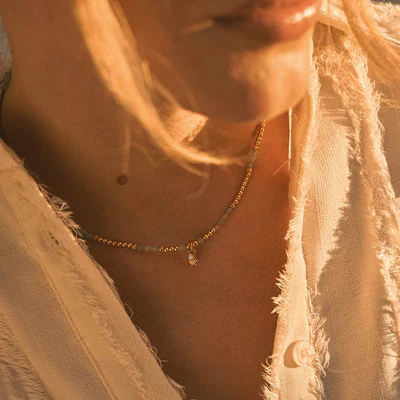Glistening Flower Bud Aventurine Choker Necklace - Image 3