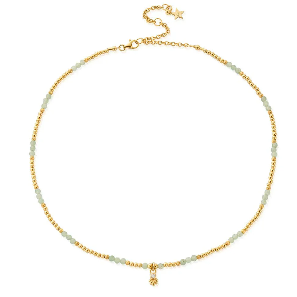 Gold Glistening Flower Bud Aventurine Choker Necklace - Image 2