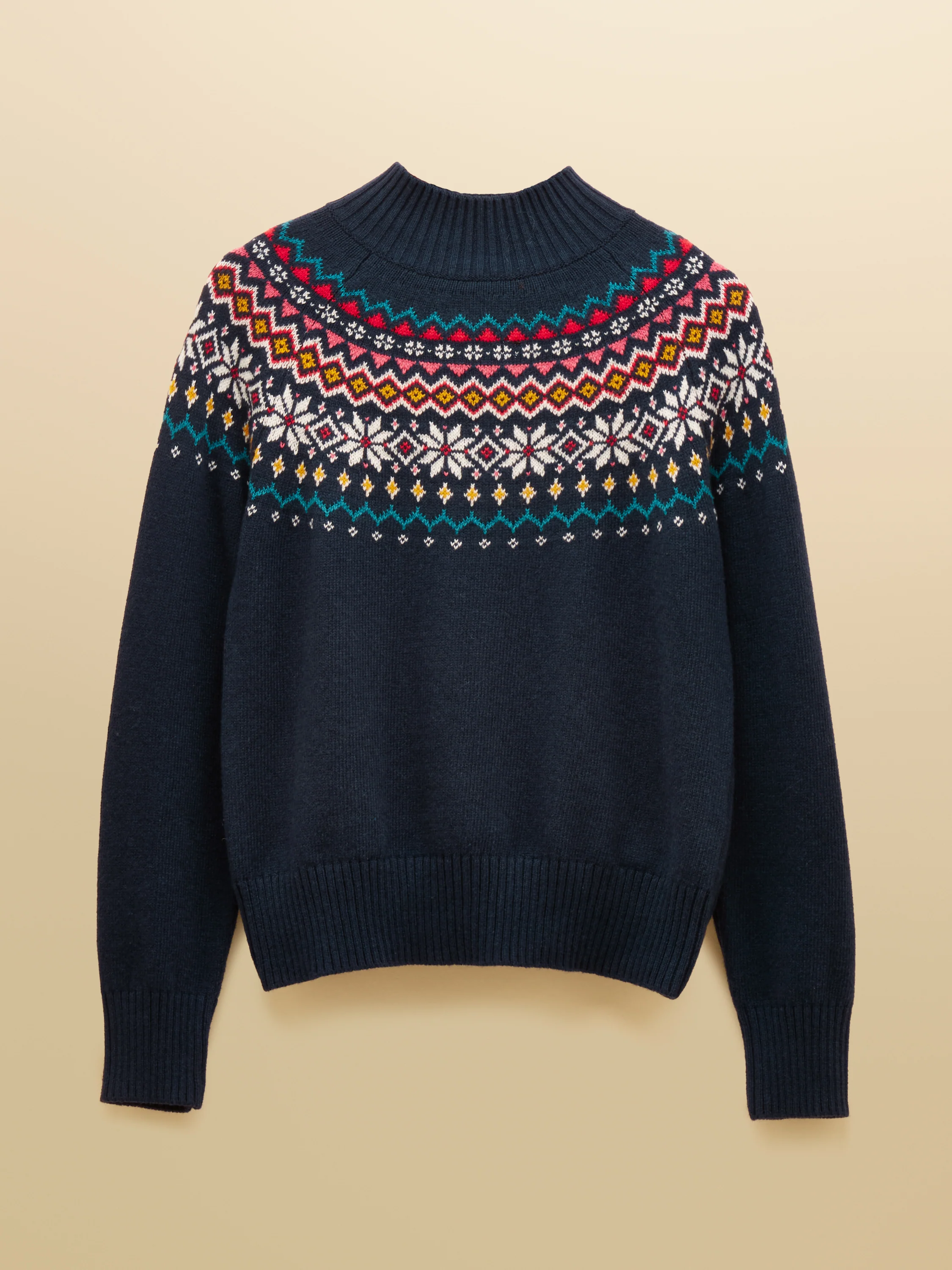 Alba Fairisle High Neck Cotton Rich Jumper - Image 3