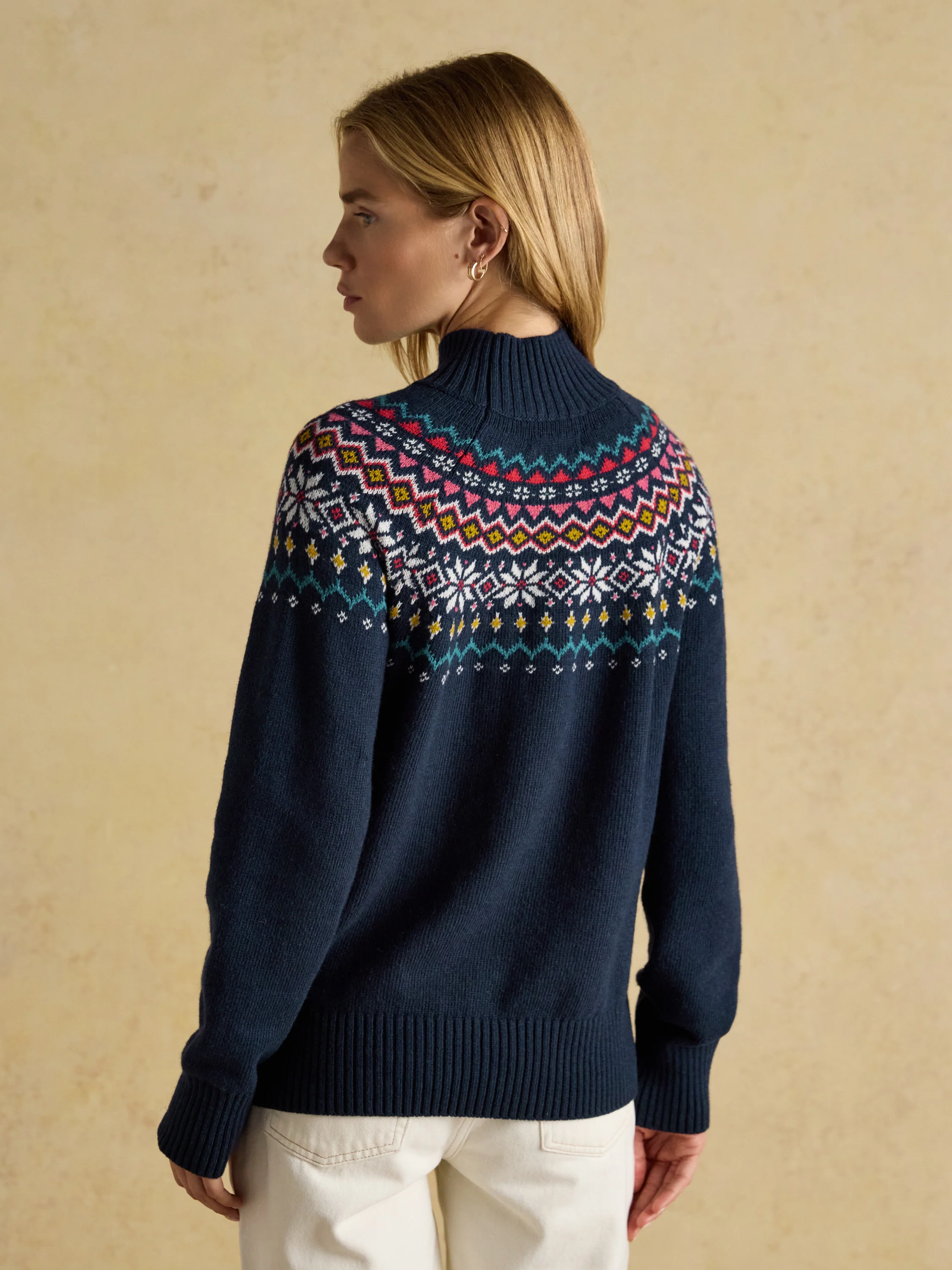 Alba Fairisle High Neck Cotton Rich Jumper - Image 4