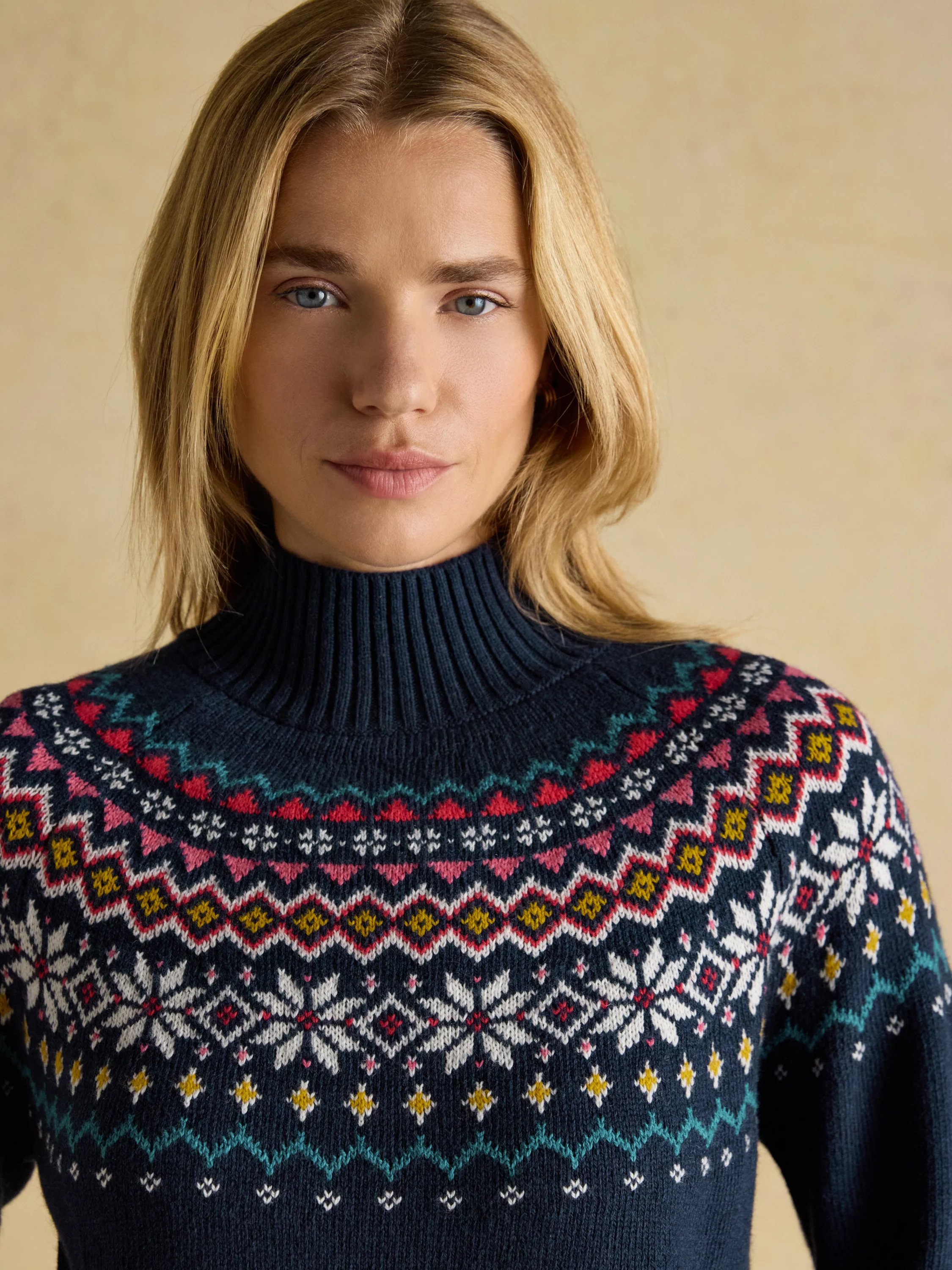 Alba Fairisle High Neck Cotton Rich Jumper - Image 6