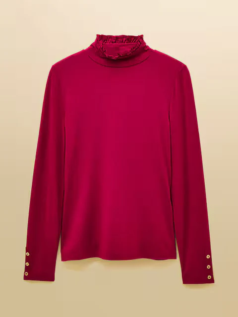 Amy Ribbed Long Sleeve High Neck Jersey Top - Image 10