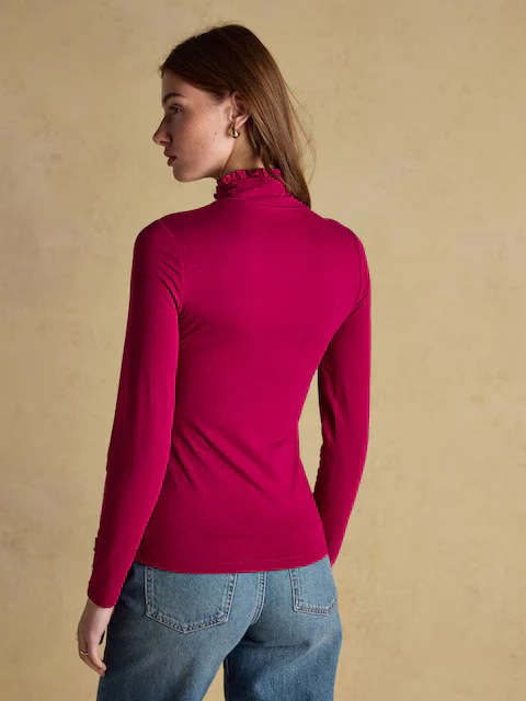 Amy Ribbed Long Sleeve High Neck Jersey Top - Image 11