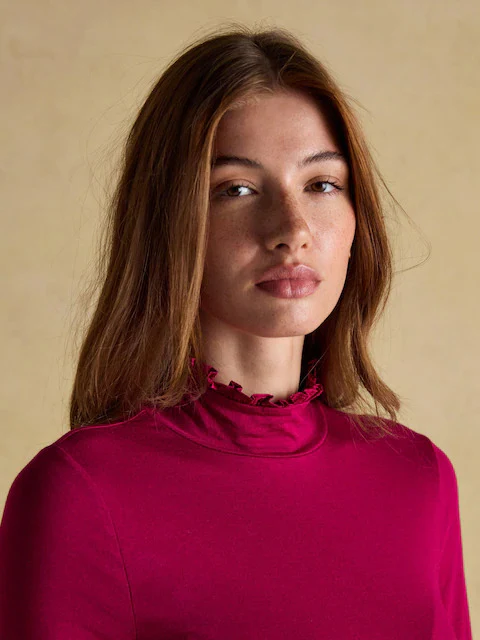 Amy Ribbed Long Sleeve High Neck Jersey Top - Image 12