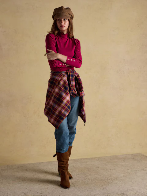 Amy Ribbed Long Sleeve High Neck Jersey Top - Image 13