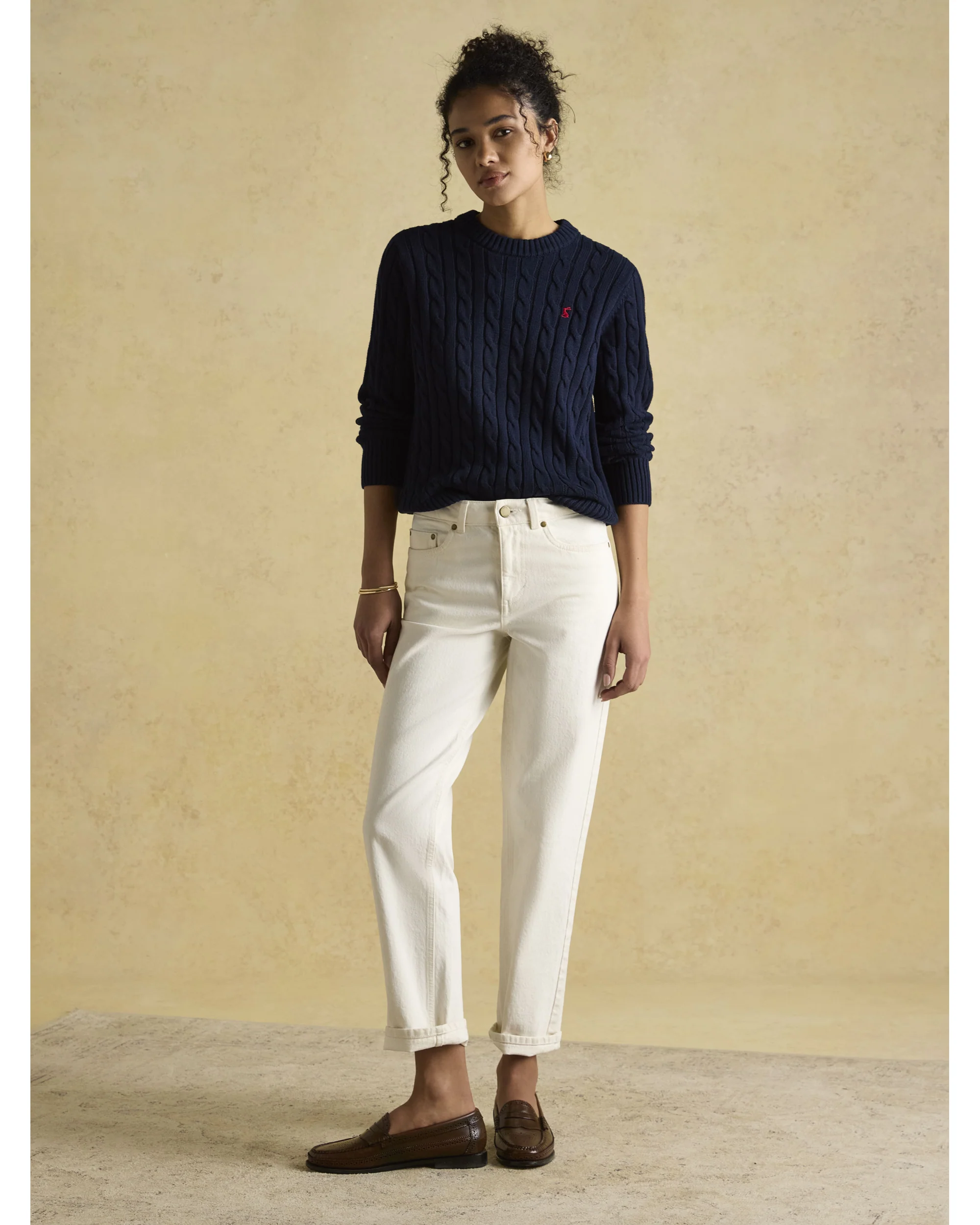Classic Cable Cotton Crew Neck Jumper - Image 4