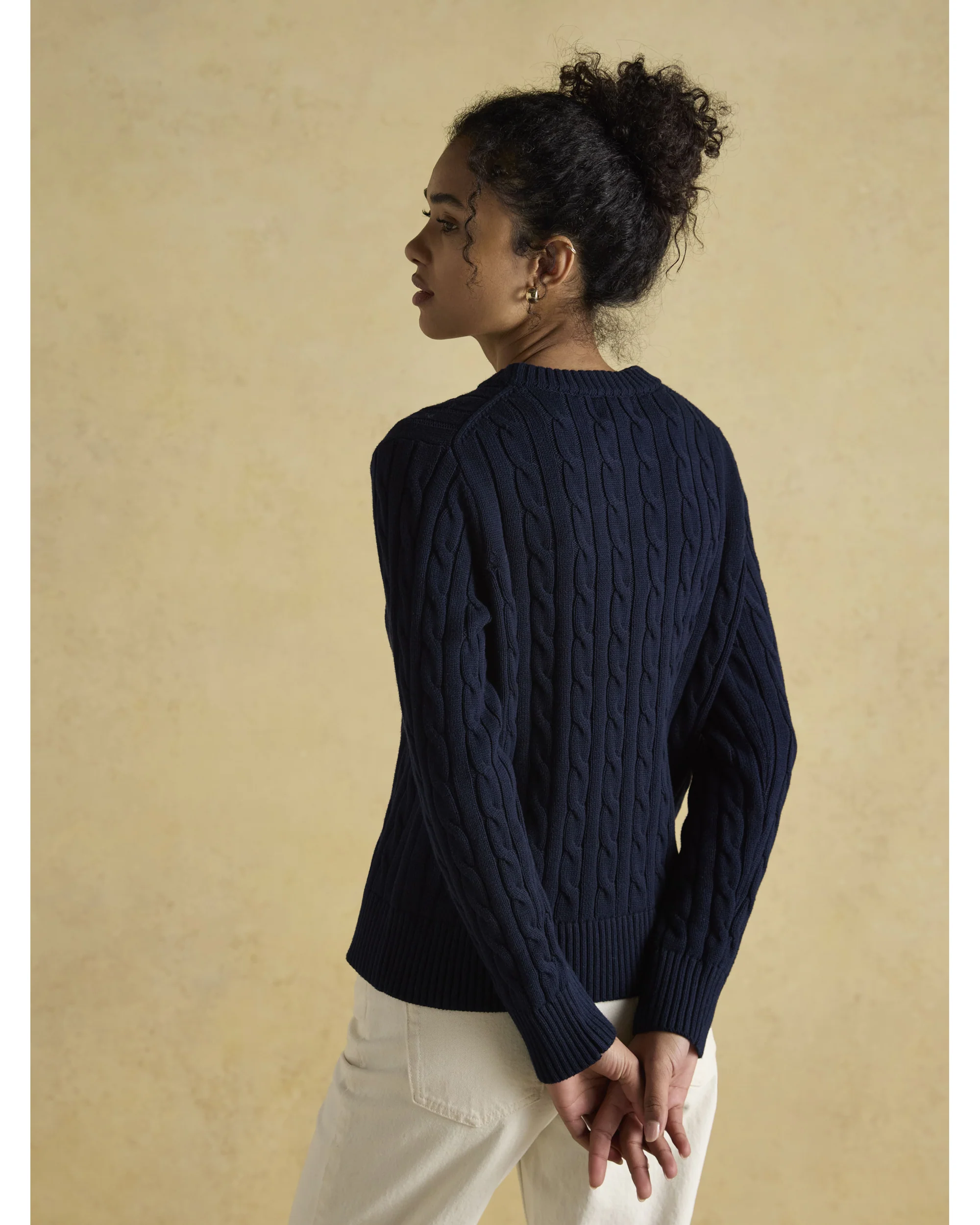 Classic Cable Cotton Crew Neck Jumper - Image 6