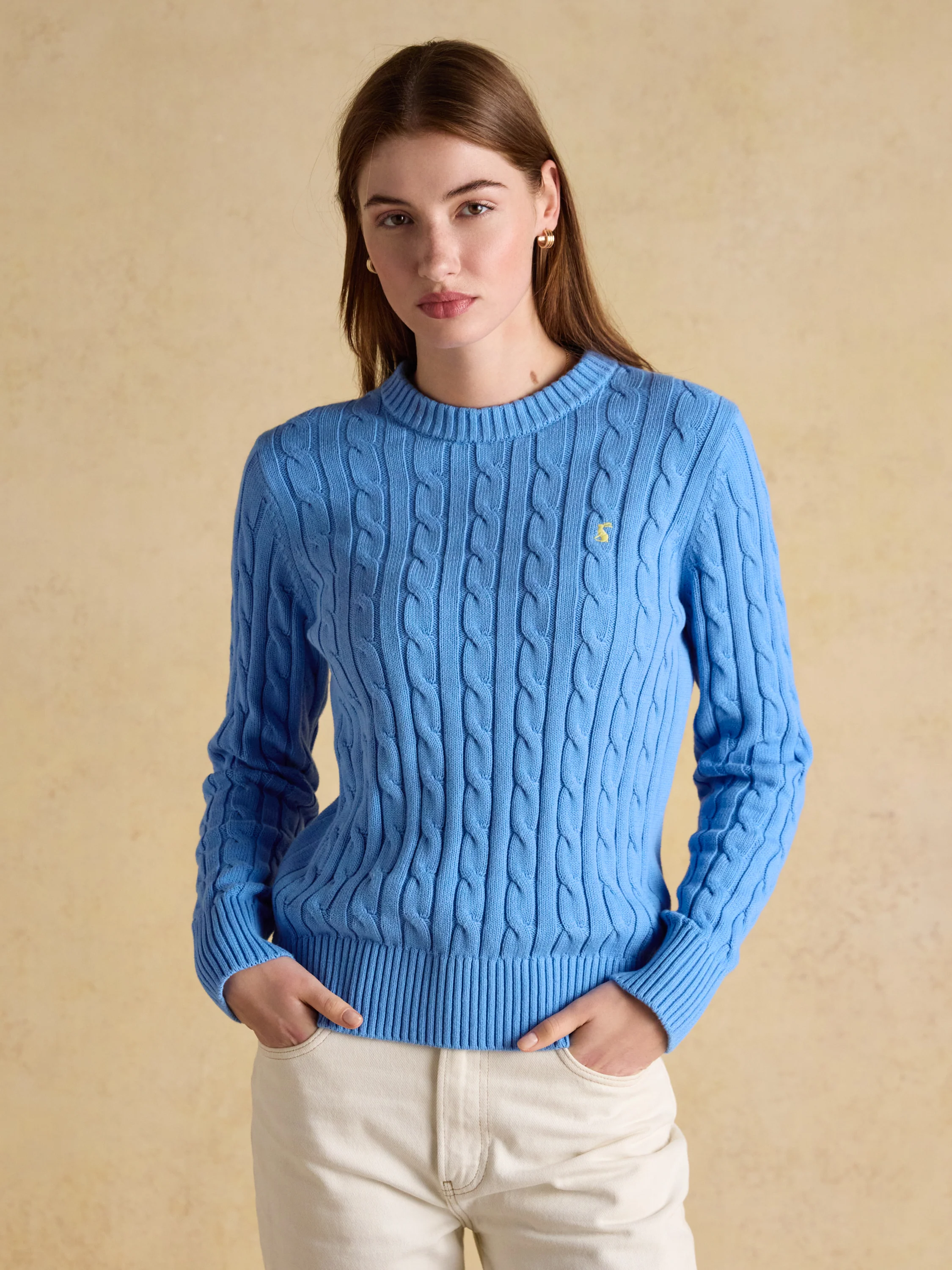 Classic Cable Cotton Crew Neck Jumper - Image 8