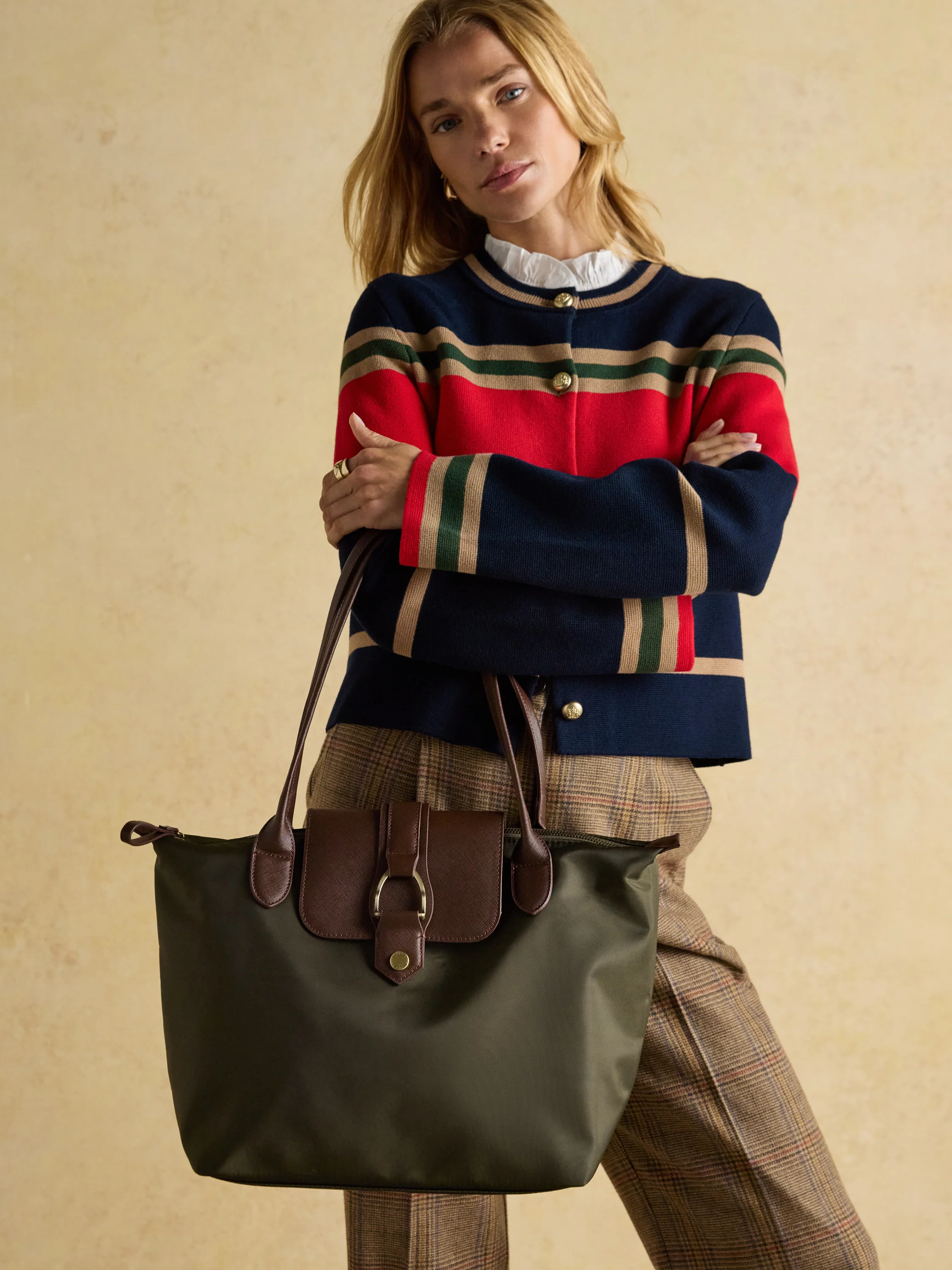 Edie Khaki Green Shopper Bag - Image 8
