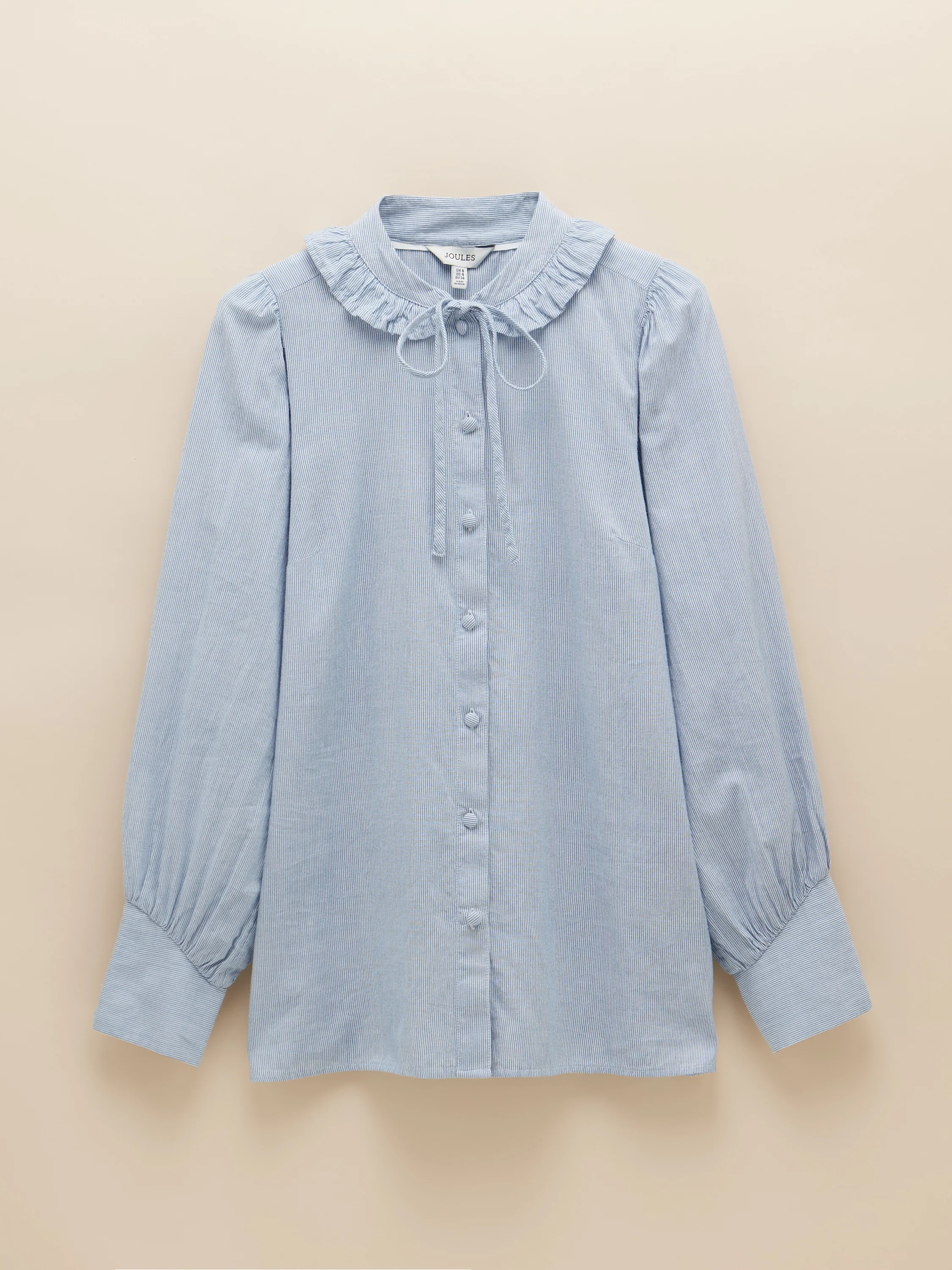 Harper Blue & White Tie Neck Blouse - Image 4