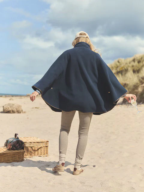 Heritage Navy Fleece Longline Cape - Image 4