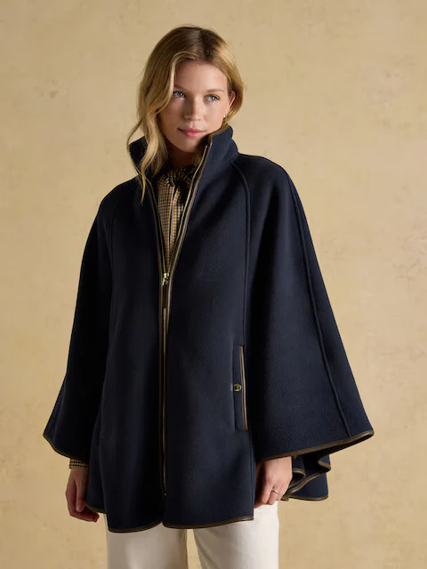 Heritage Navy Fleece Longline Cape - Image 6