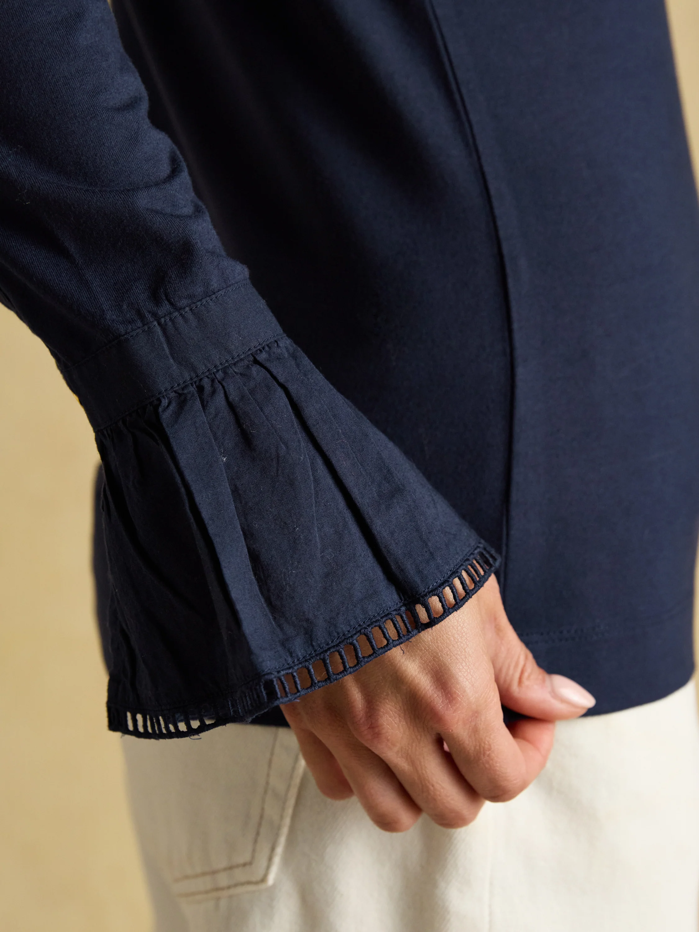 Kate Long Sleeve Frilled Neck Top - Image 13