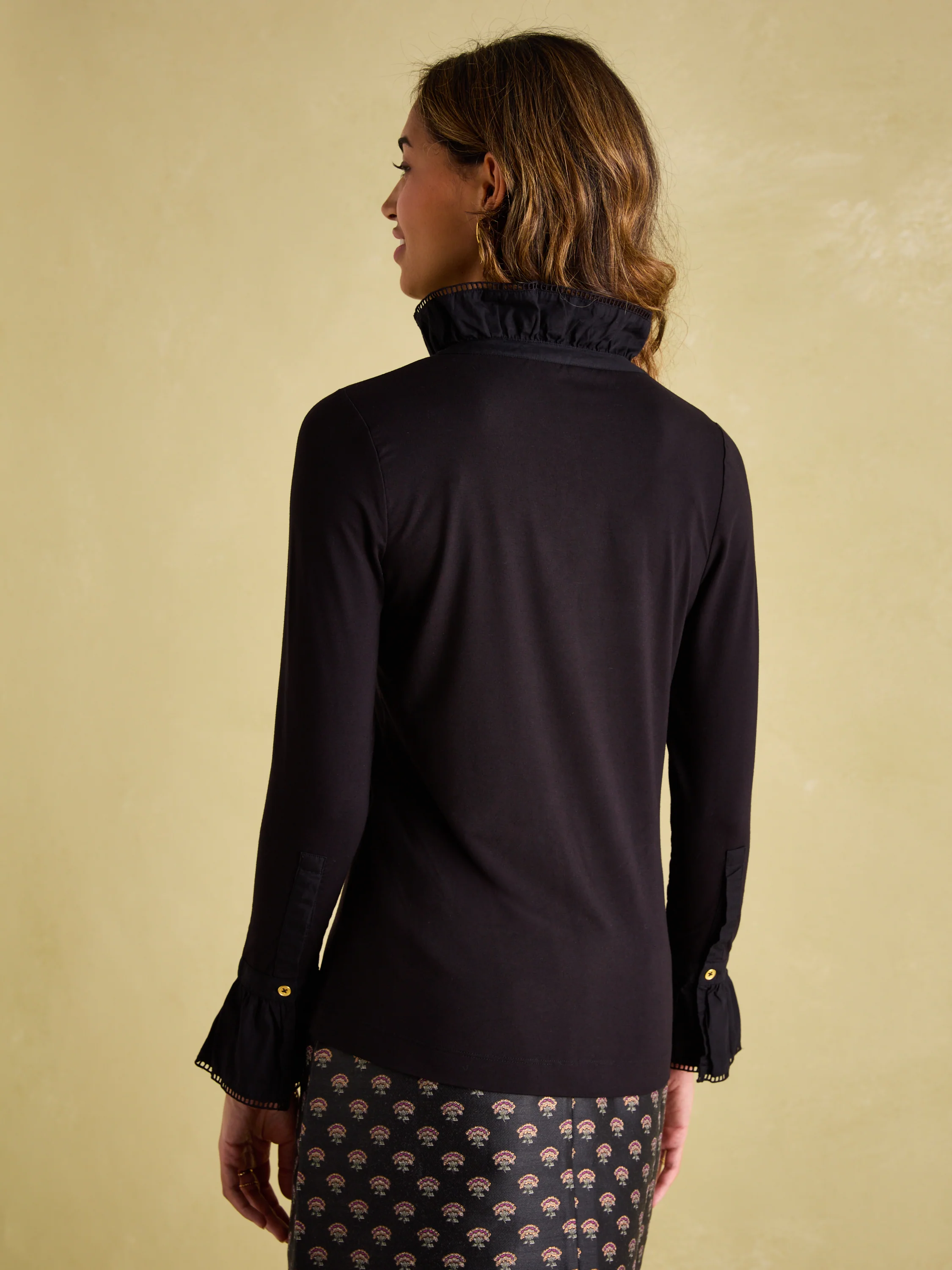 Kate Long Sleeve Frilled Neck Top - Image 3