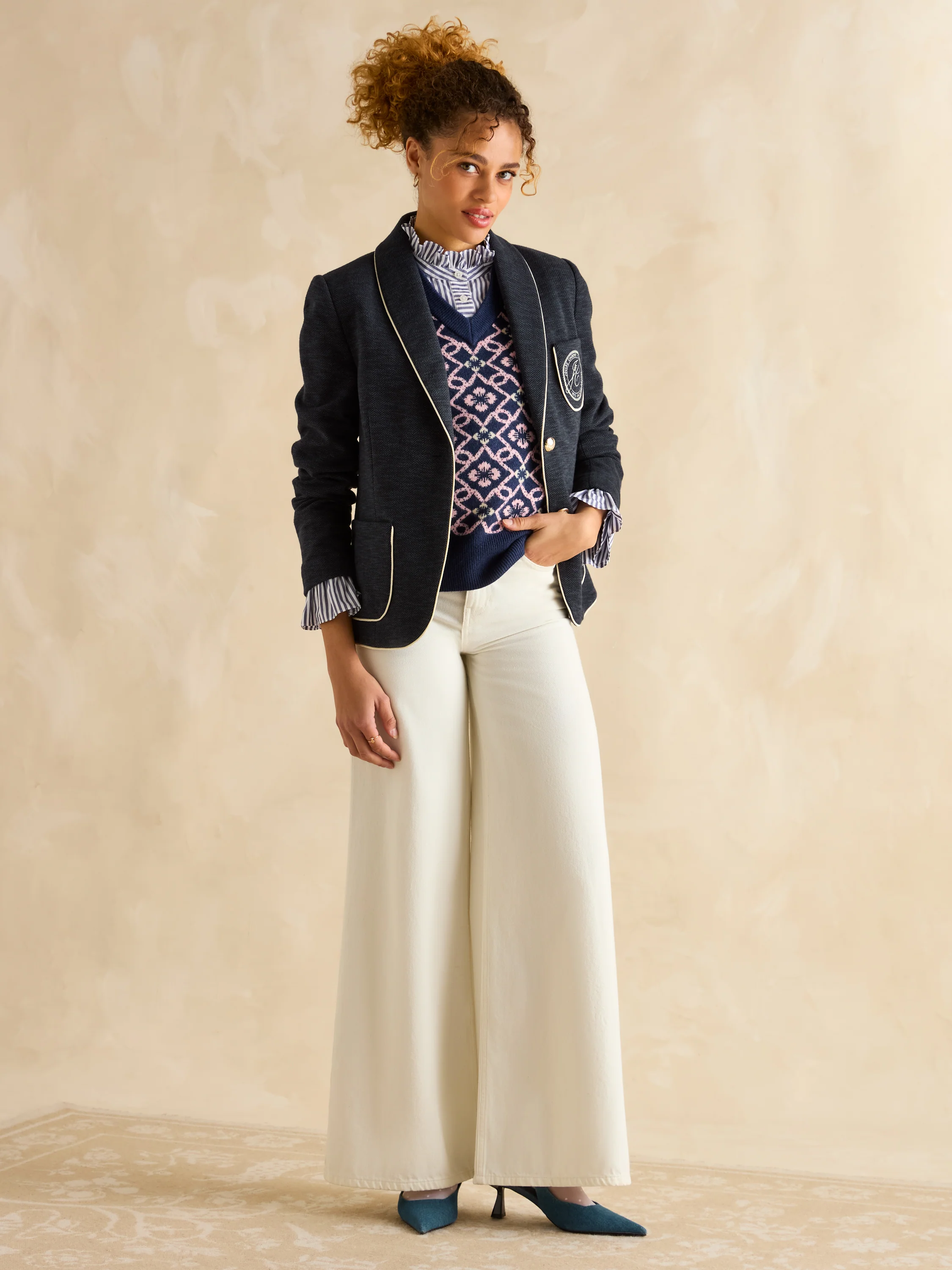 Meredith Navy V-Neck Knitted Vest - Image 6