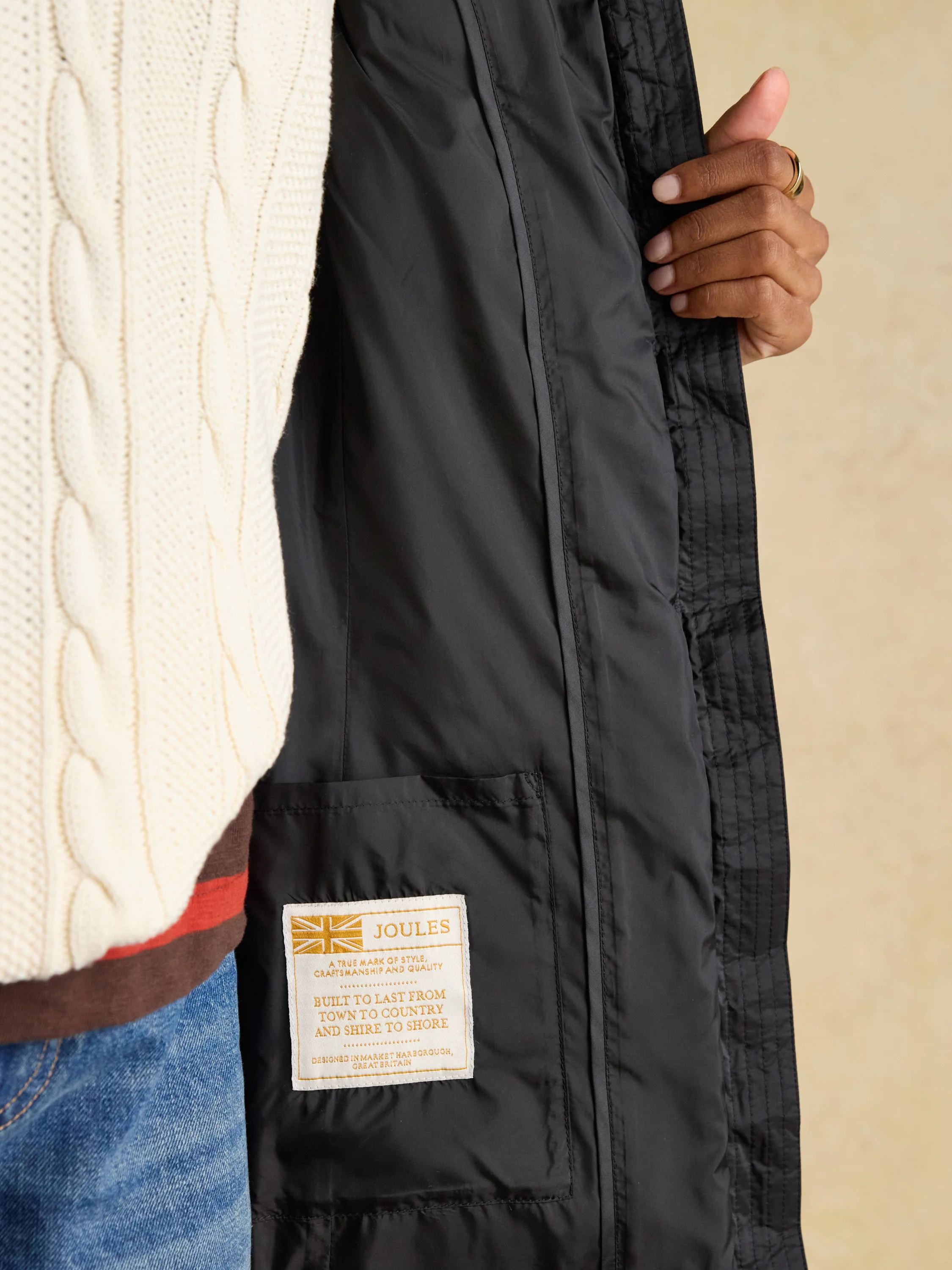 Moorsdale Black Longline Showerproof Padded Gilet with Hood - Image 10