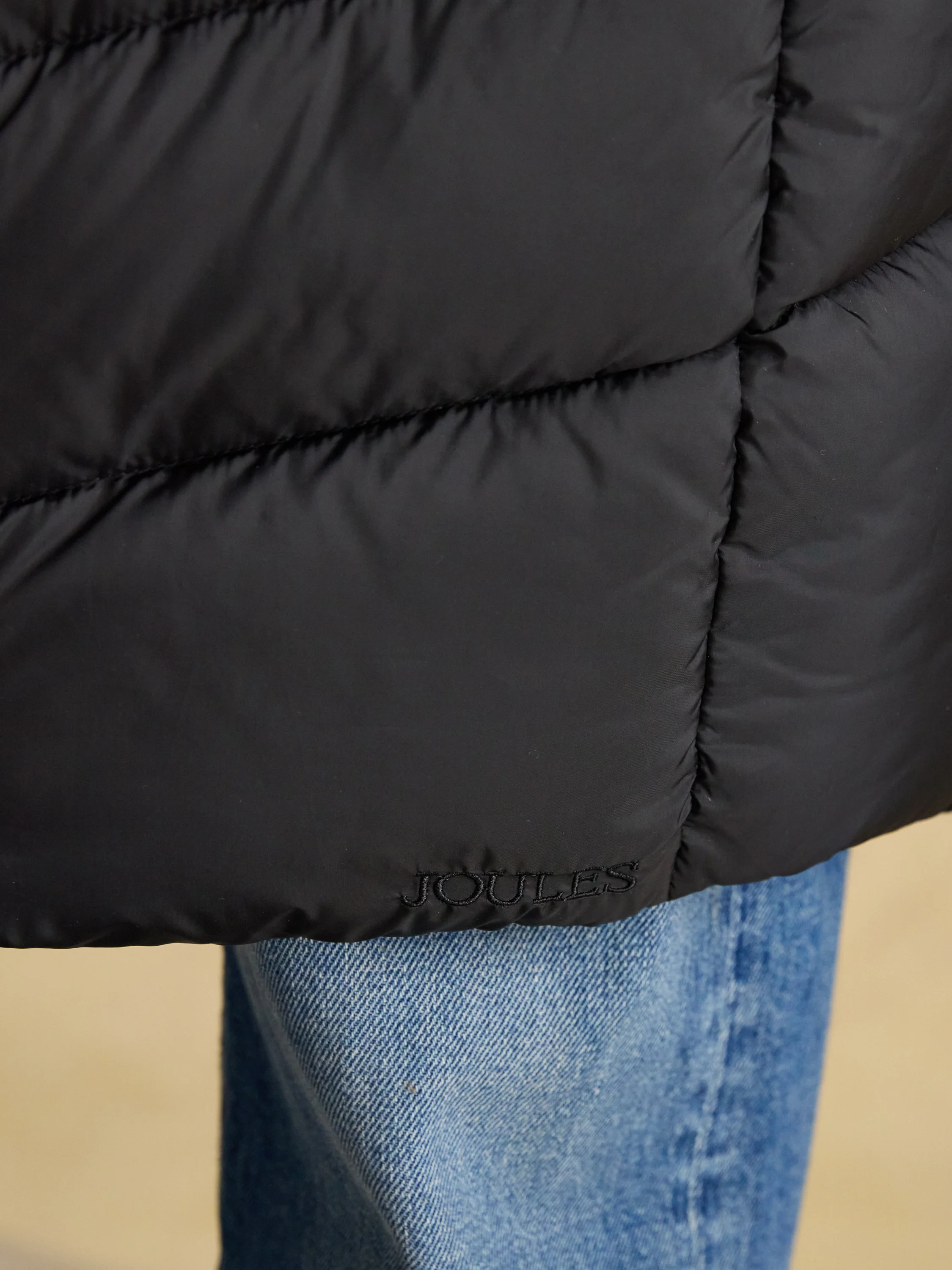Moorsdale Black Longline Showerproof Padded Gilet with Hood - Image 11