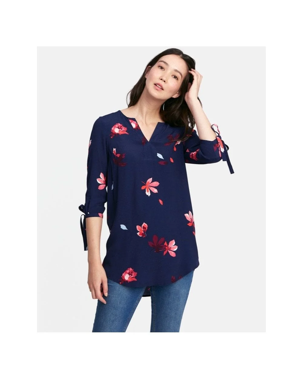 Odelle V Neck Tunic With Tie Sleeves - Image 7