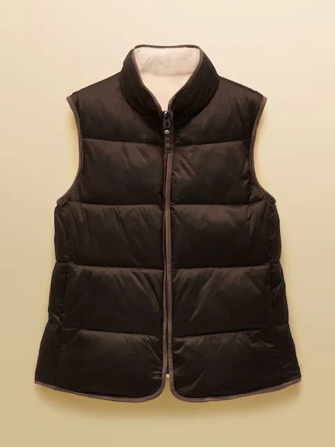 Reversible Faux Fur Brown/Cream Padded Gilet - Image 2