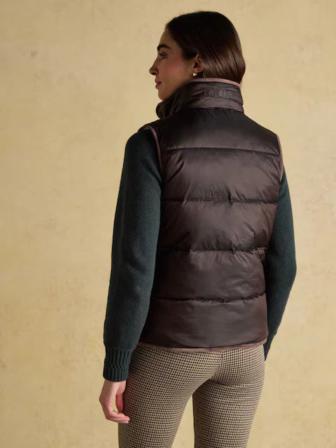 Reversible Faux Fur Brown/Cream Padded Gilet - Image 9