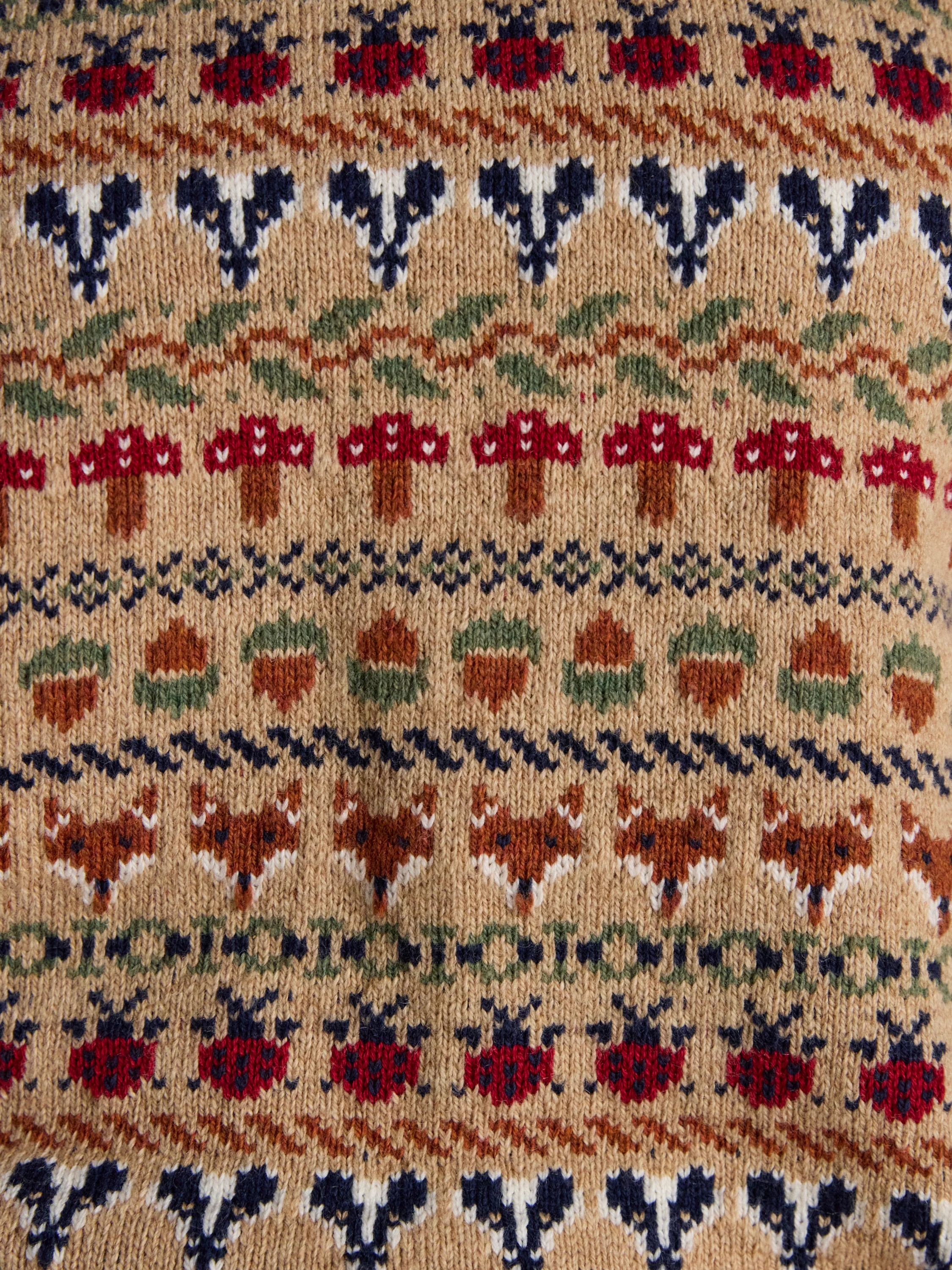 Woodland Oatmeal Cotton-Rich Intarsia Crew Neck Knitted Vest - Image 8
