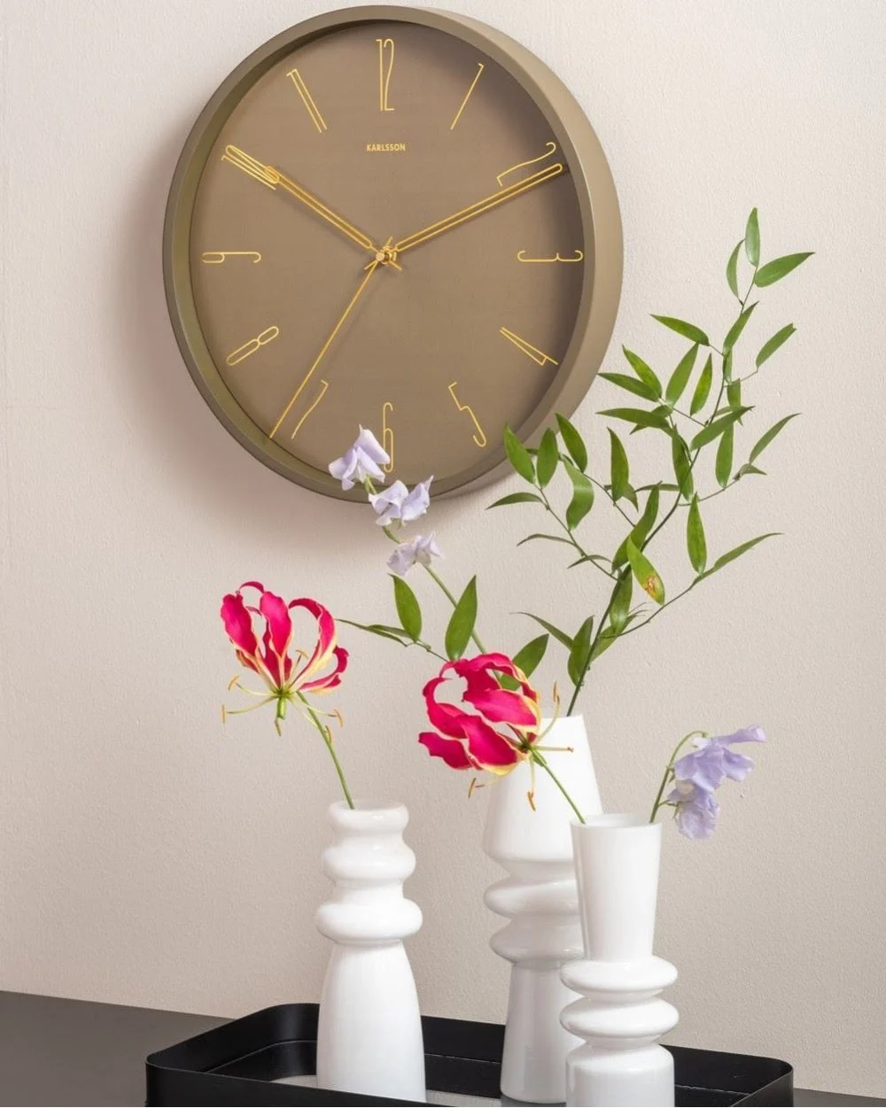 Wall Clock Belle Numbers Metal Moss Green - Image 3