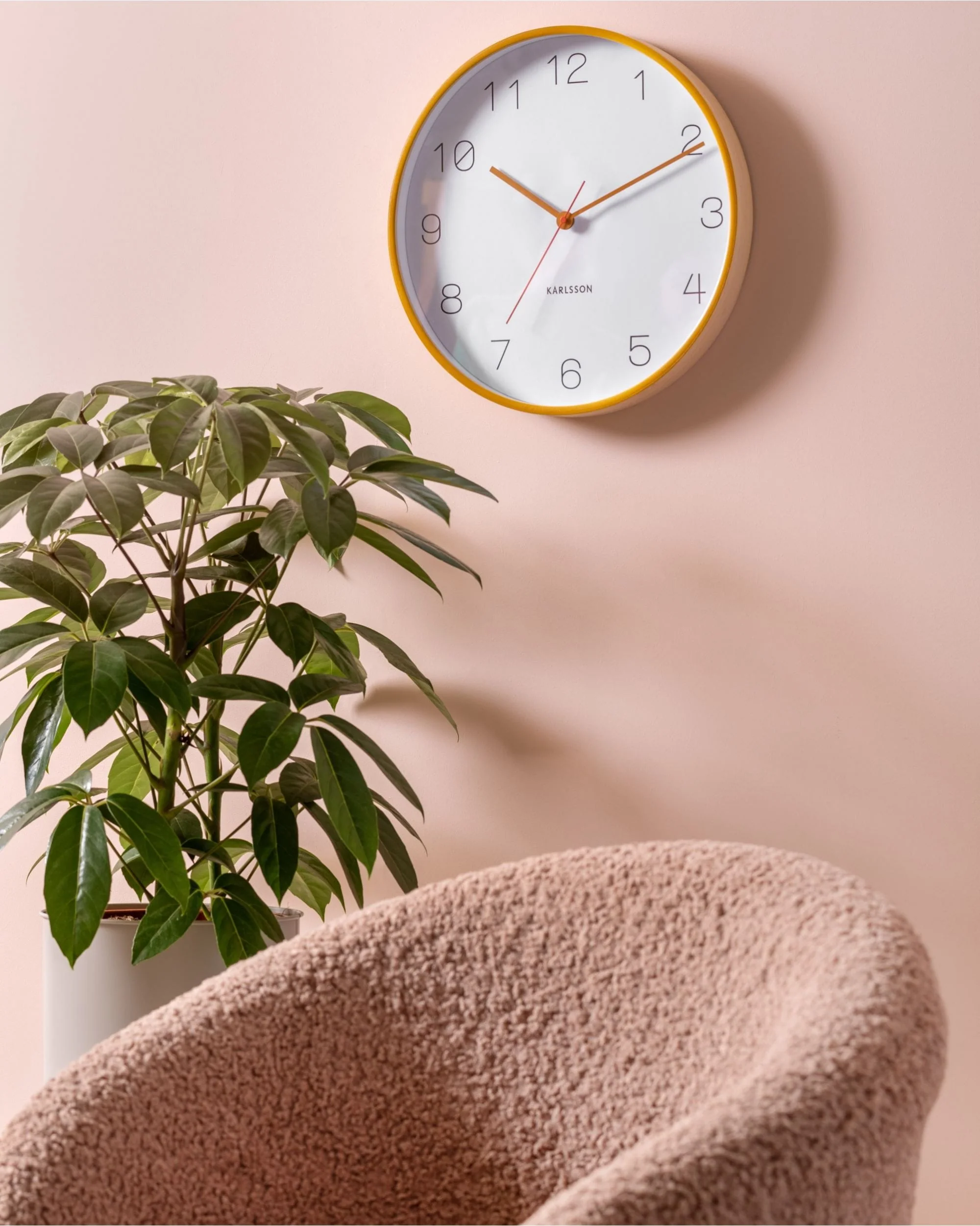 Wall Clock Joy Wood With Ochre Yellow Accent - Image 5