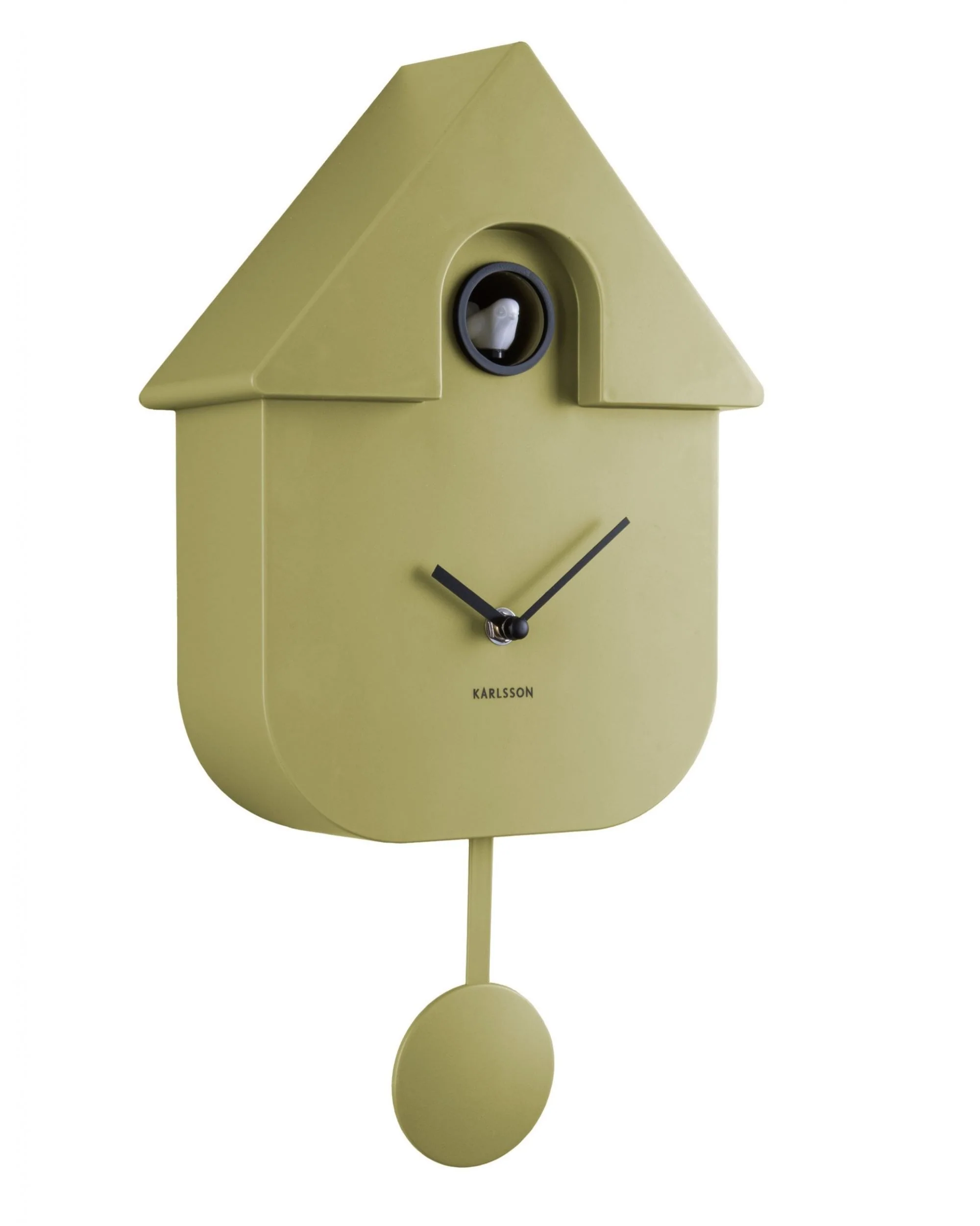 Wall Clock Modern Cuckoo Olive Green - Image 3