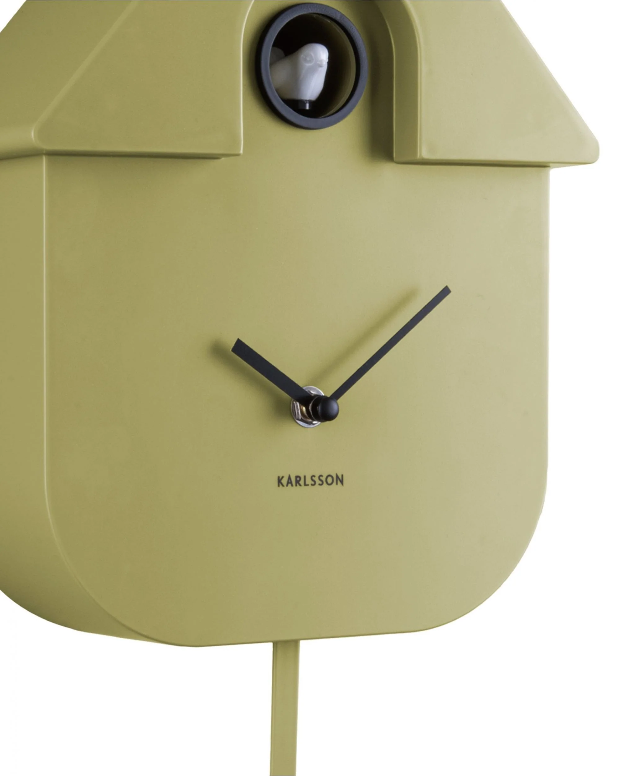 Wall Clock Modern Cuckoo Olive Green - Image 4