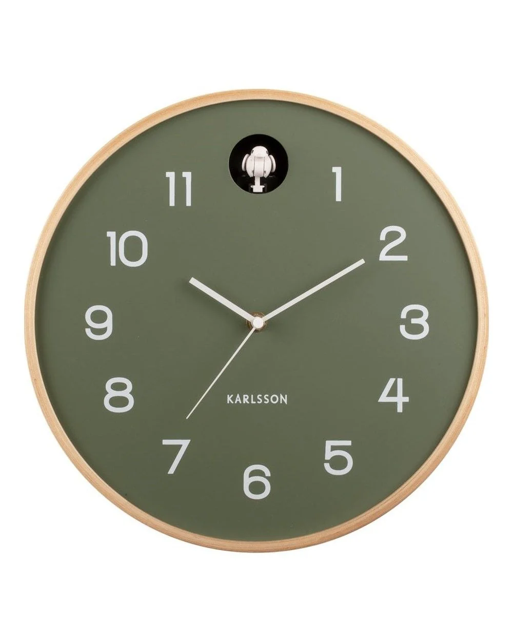 Wall Clock Natural Cuckoo Jungle Green