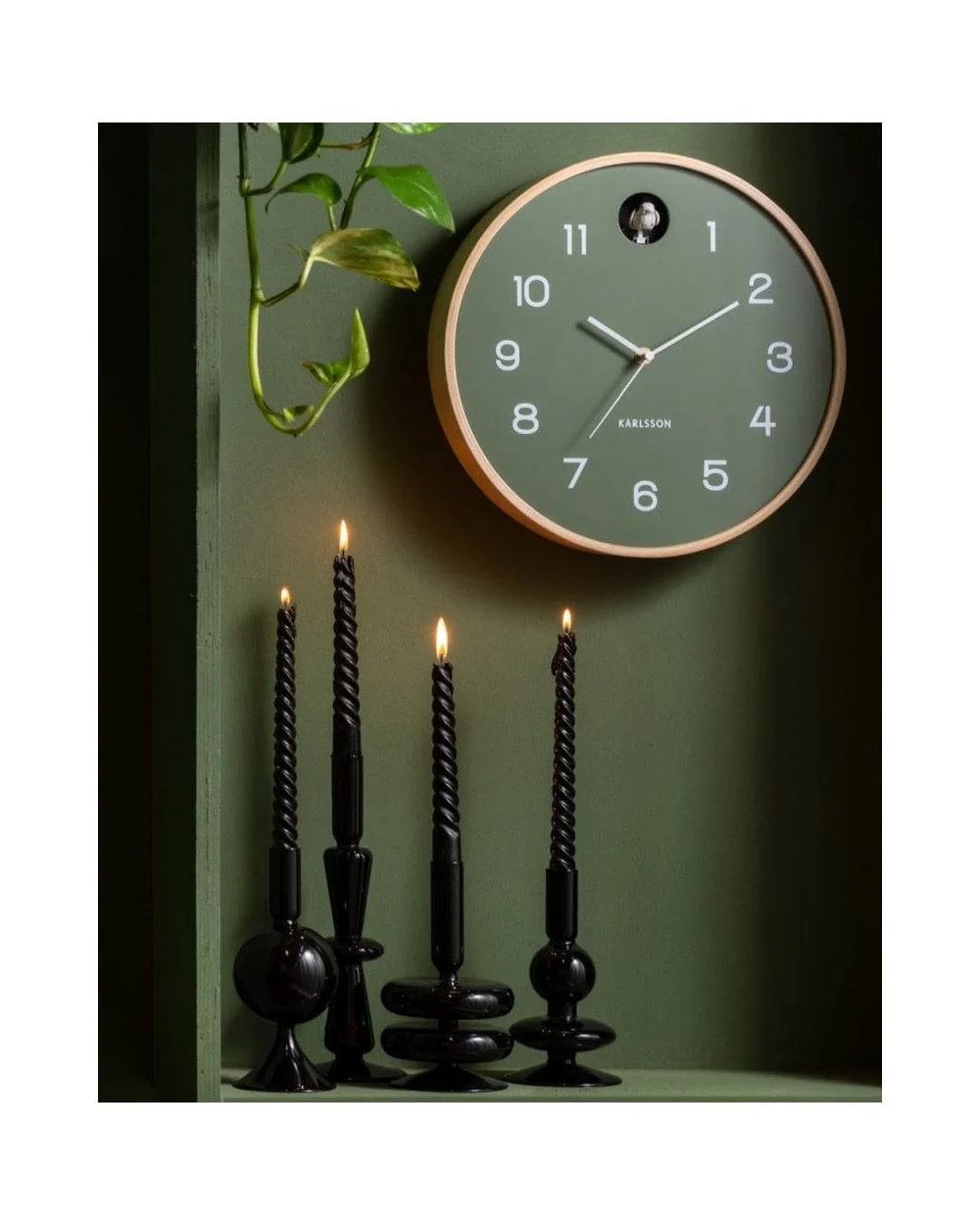 Wall Clock Natural Cuckoo Jungle Green - Image 4