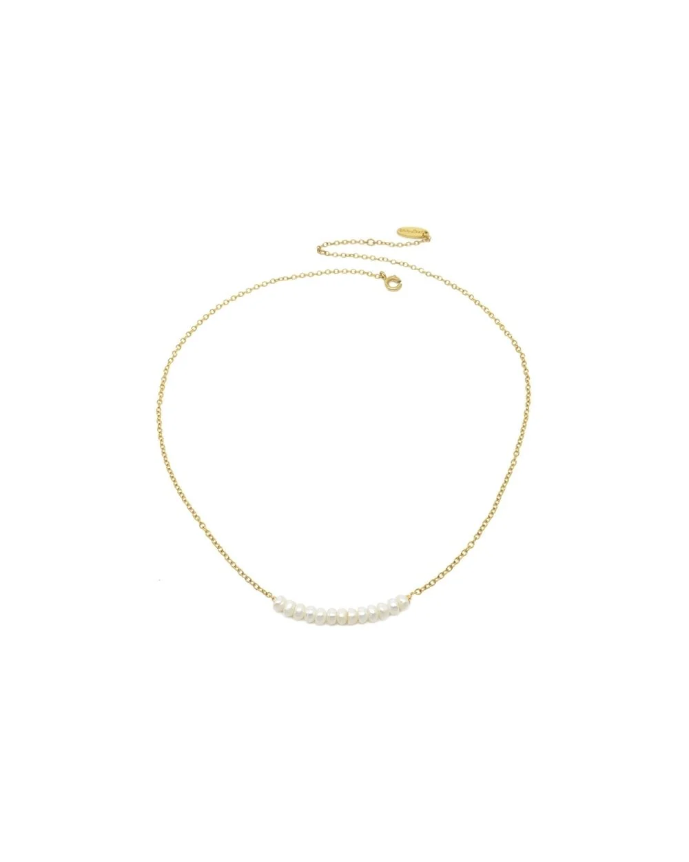 Freshwater Multi Pearl String Fine Chain Necklace in 18K Gold Plate