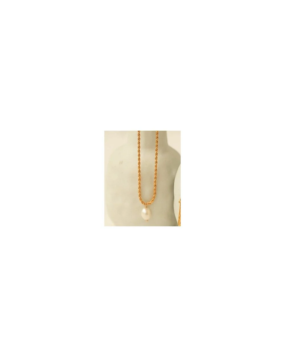 Freshwater Pearl Twisted Chain Necklace Gold - Image 2