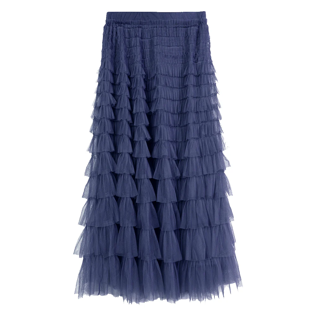 Tiered Frill Skirt in Navy - Medium - Image 3