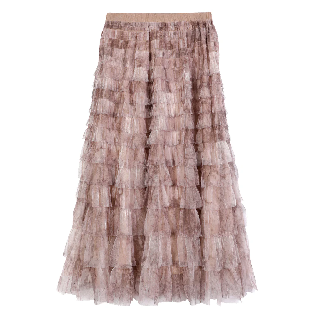 Tiered Frill Skirt in Tie Dye Print - Large