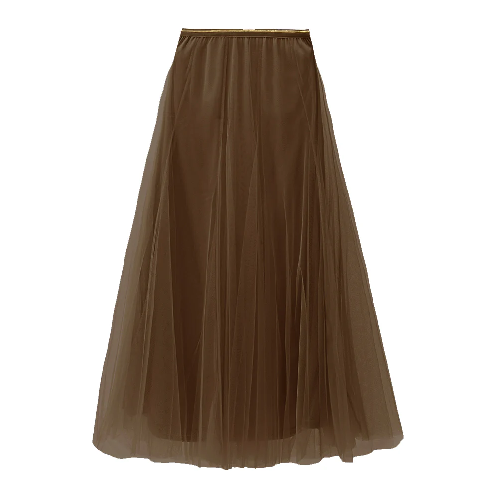 Tulle Layer Skirt in Bitter Chocolate - Medium