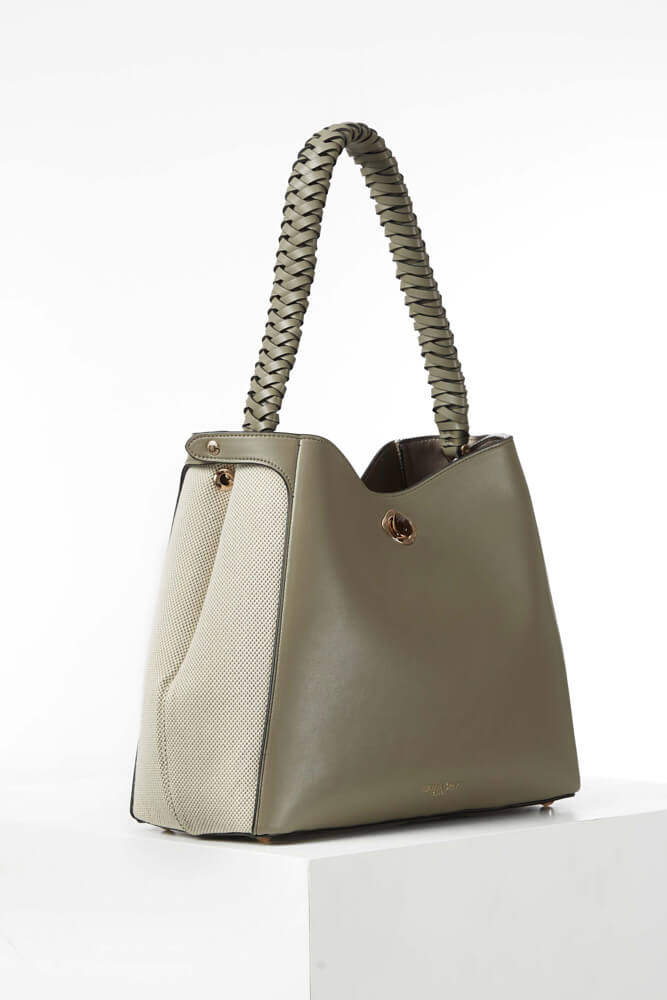Adriana Sage Woven Handle Hobo - Image 3