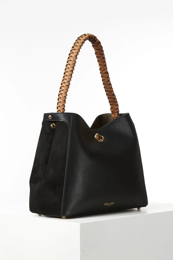 Adriana Black Woven Handle Hobo - Image 2