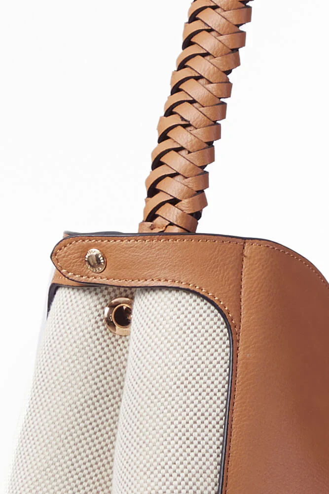 Adriana Camel Woven Handle Hobo - Image 4